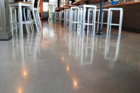Polished concrete floor at Wildfin Grill in Vancouver Washington